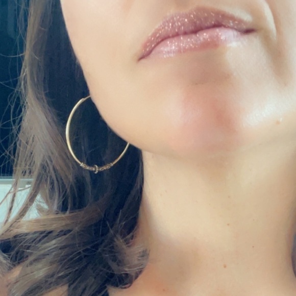 24k Gold Vermeil Large Hoop Earrings 45mm - Picture 7 of 8